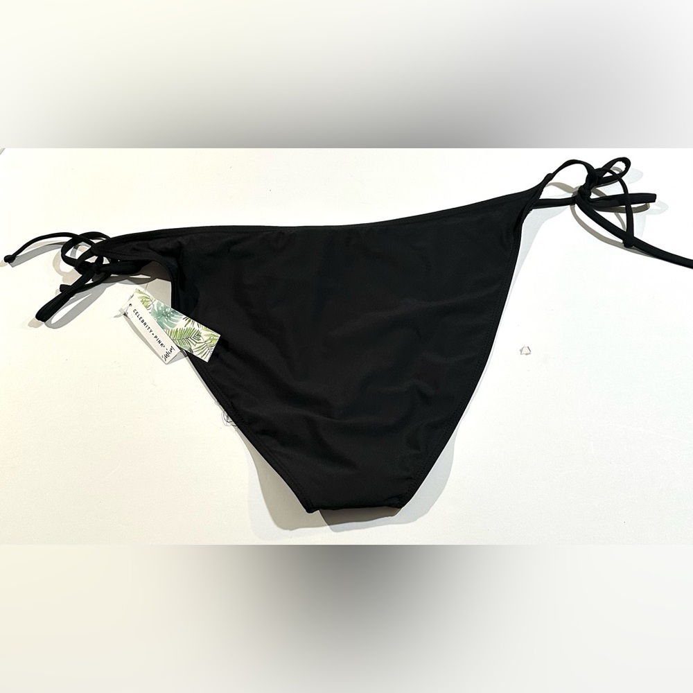 NEW Celebrity Pink Women's Swim Side Tie Bikini Bottom Black w/Lace - Picture 11 of 12